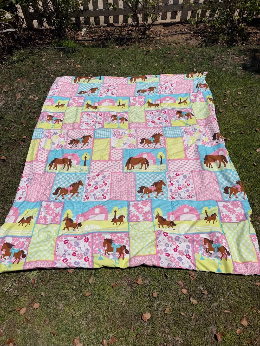 Y2K Circo Pretty Horses Pink Patchwork Pony Barn Polkadot Twin Comforter READ